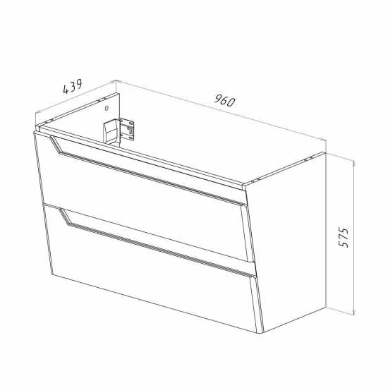 Тумба для комплекта LEMARK Miano 100 подвесная, 2 ящика, белая, под раковину Эйфория 100