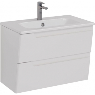 Тумба для комплекта LEMARK Miano 80 подвесная, 2 ящика, белая, под раковину Эйфория 80