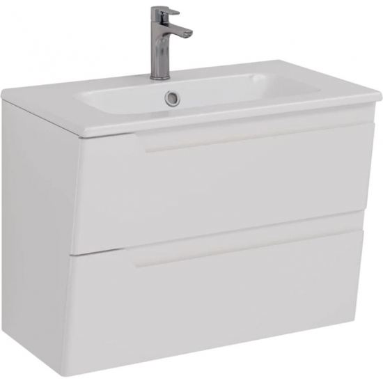 Тумба для комплекта LEMARK Miano 80 подвесная, 2 ящика, белая, под раковину Эйфория 80