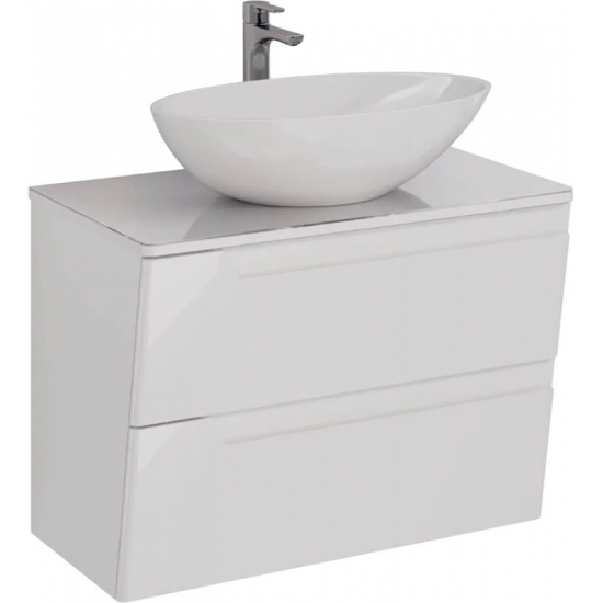 Тумба для комплекта LEMARK Miano 80 подвесная, 2 ящика, белая, под раковину Эйфория 80