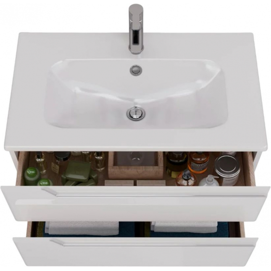 Тумба для комплекта LEMARK Miano 80 подвесная, 2 ящика, белая, под раковину Эйфория 80