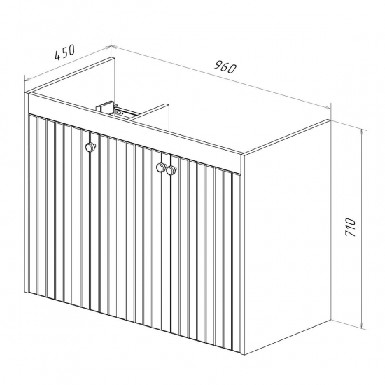 Тумба для комплекта LEMARK Romance 100, 3 дверцы, белый глянец, под раковину Эйфория 100