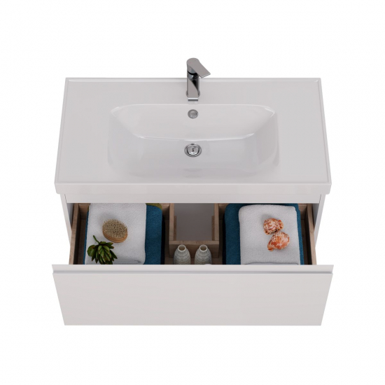 Тумба для комплекта LEMARK Veon Mini 90 подвесная, 1 ящик, белая, под раковину Грейс 90