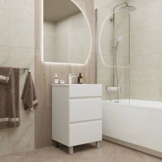 Тумба для комплекта MIXLINE Брикс-50 2 ящика, белый, под раковину Breeze-50