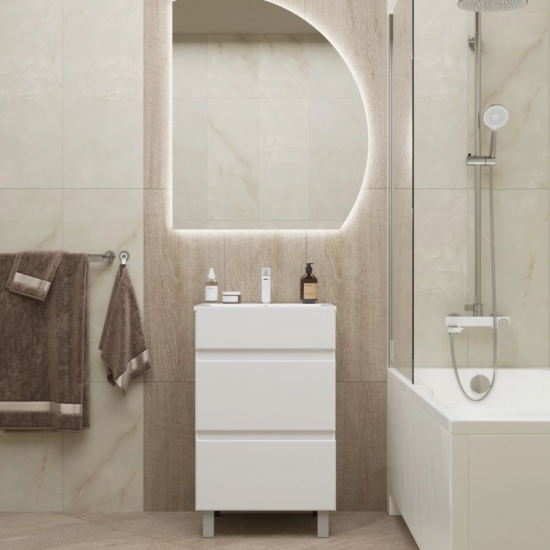 Тумба для комплекта MIXLINE Брикс-50 2 ящика, белый, под раковину Breeze-50