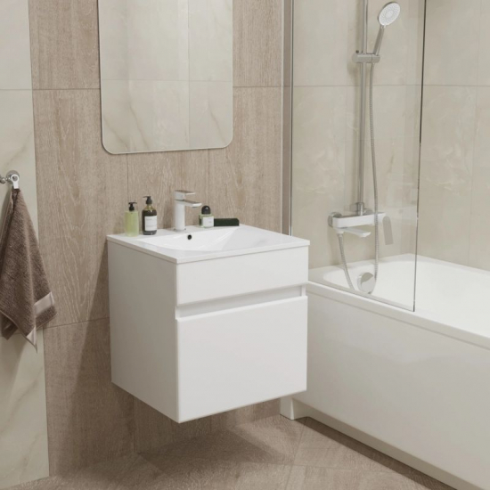 Тумба для комплекта MIXLINE Брикс-50 подвесная, белый, под раковину Breeze-50