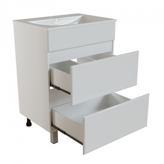 Тумба для комплекта MIXLINE Брикс-60 2 ящика, белый, под раковину Breeze-60