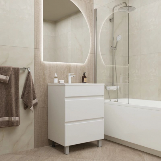 Тумба для комплекта MIXLINE Брикс-60 2 ящика, белый, под раковину Breeze-60