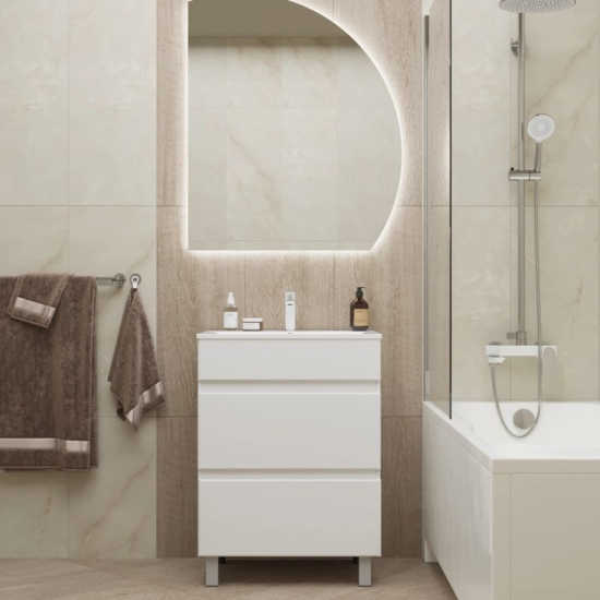 Тумба для комплекта MIXLINE Брикс-60 2 ящика, белый, под раковину Breeze-60