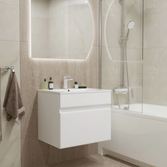 Тумба для комплекта MIXLINE Брикс-60 подвесная, белый, под раковину Breeze-60