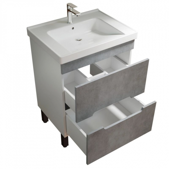 Тумба для комплекта MIXLINE Честер-60 напольная, бетон, под раковину Грэйс-60
