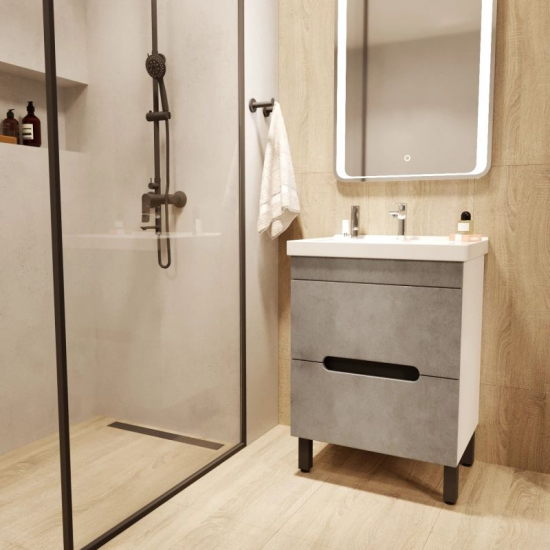 Тумба для комплекта MIXLINE Честер-60 напольная, бетон, под раковину Грэйс-60