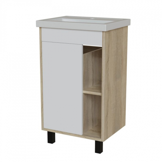 Тумба для комплекта MIXLINE Милтон-50 белый/дуб сонома, под раковину Фостер 50