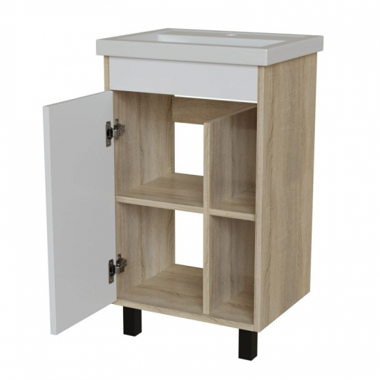 Тумба для комплекта MIXLINE Милтон-50 белый/дуб сонома, под раковину Фостер 50