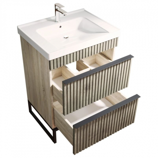 Тумба для комплекта MIXLINE Окленд-60 напольная, дуб мелфорд, под раковину Грэйс- 60