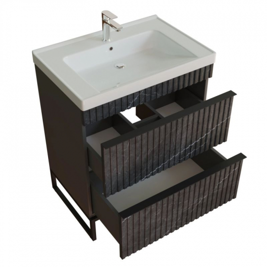 Тумба для комплекта MIXLINE Окленд-70 напольная, графит мрамор, под раковину Грэйс- 70