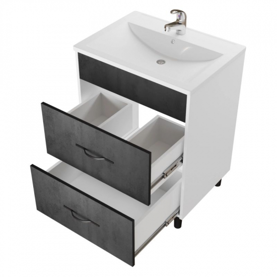 Тумба для комплекта MIXLINE Сура-60 белый/графит, под раковину Марго 60