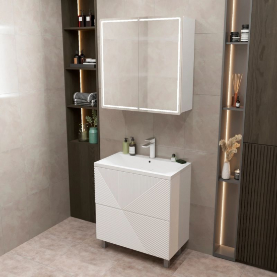 Тумба для комплекта MIXLINE Вектор-75 напольная, Push-To-Open, под раковину Нелли-75