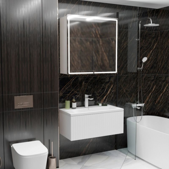 Тумба для комплекта MIXLINE Вектор-90 подвесная, Push-To-Open, под раковину Марго-90