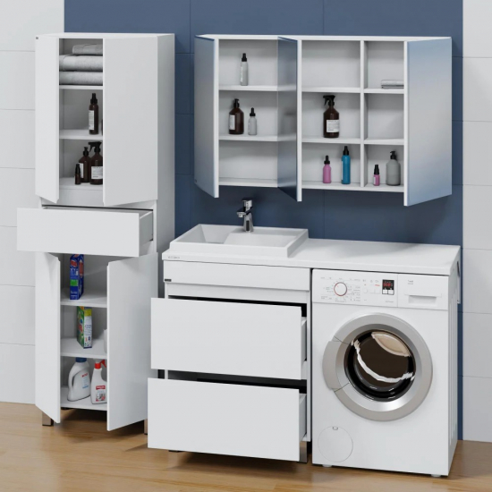 Тумба для комплекта САНТА Марс 69 напольная, с ящиками, для стиральной машины