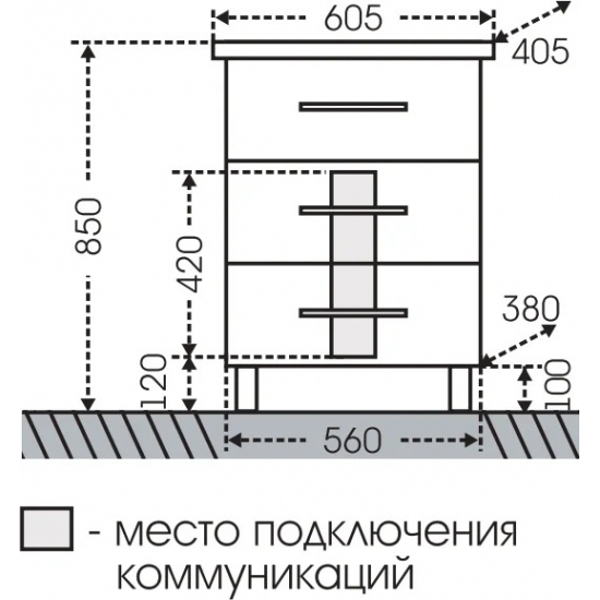 Тумба для комплекта САНТА Омега 60 напольная, 3 ящика