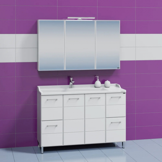 Тумба для комплекта САНТА Омега Люкс 120 напольная белая