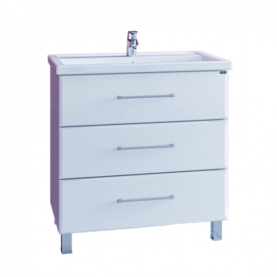 Тумба для комплекта САНТА Омега Люкс Фостер 80 напольная белая 3 ящика