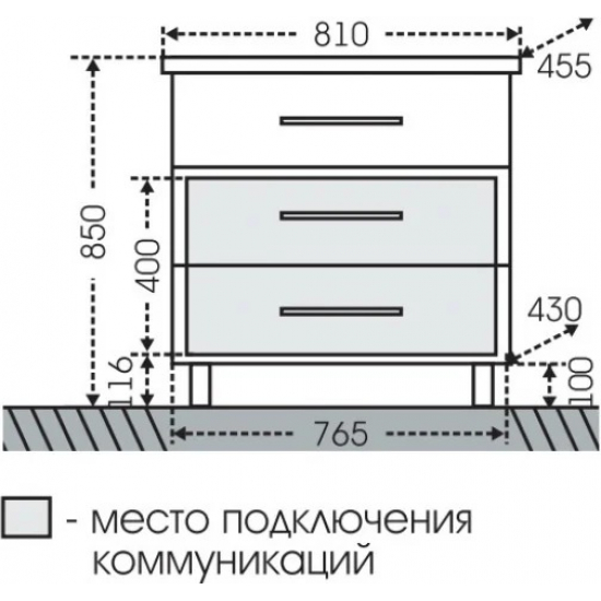 Тумба для комплекта САНТА Омега Люкс Фостер 80 напольная белая 3 ящика