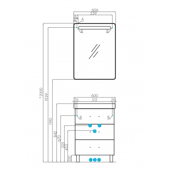 Тумба с раковиной АКВАТОН Америна М 60 белая