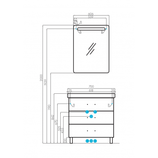 Тумба с раковиной АКВАТОН Америна М 80 белая