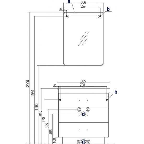 Тумба с раковиной АКВАТОН Америна М 80 белая