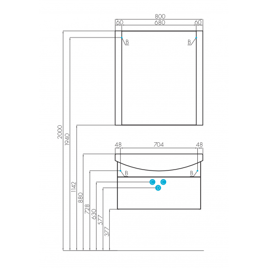Тумба с раковиной АКВАТОН Ария 80 белая