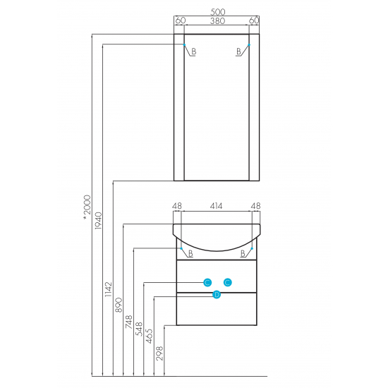 Тумба с раковиной АКВАТОН Ария М 50 белая