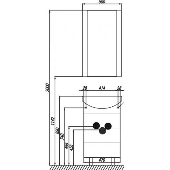 Тумба с раковиной АКВАТОН Ария Н 50 белая