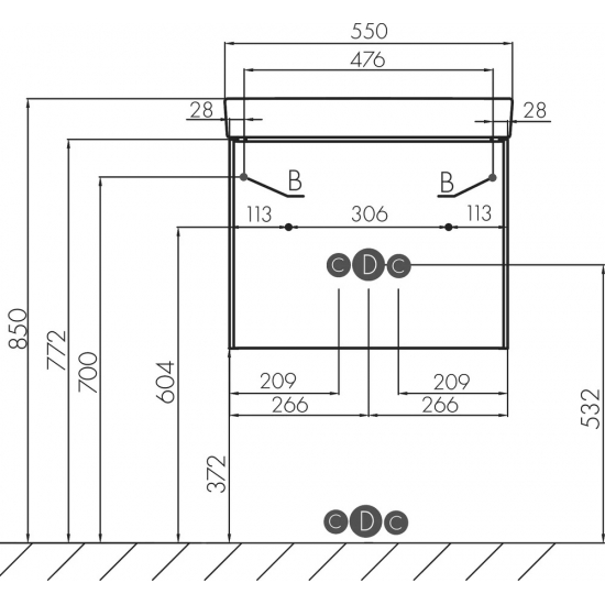 Тумба с раковиной АКВАТОН Асти 55 белая