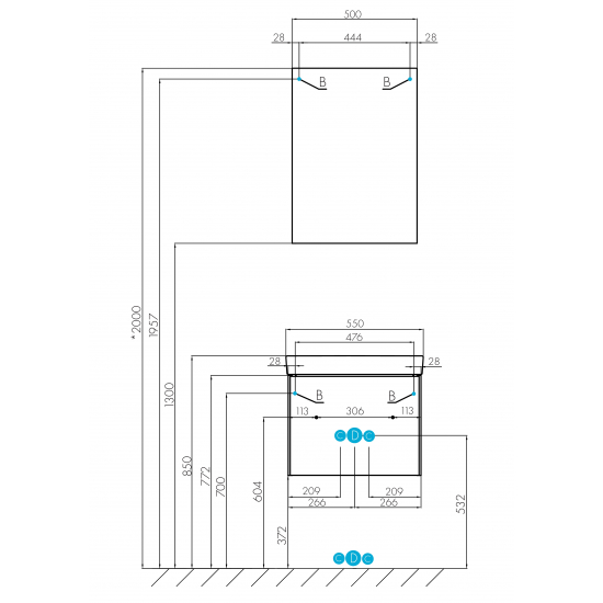 Тумба с раковиной АКВАТОН Асти 55 белая