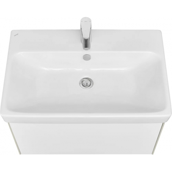 Тумба с раковиной АКВАТОН Асти 70 белая глянцевая, ясень шимо