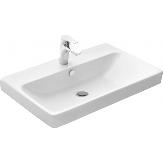 Тумба с раковиной АКВАТОН Асти 70 белая глянцевая, ясень шимо