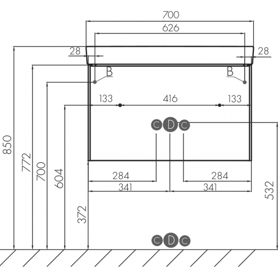 Тумба с раковиной АКВАТОН Асти 70 белая
