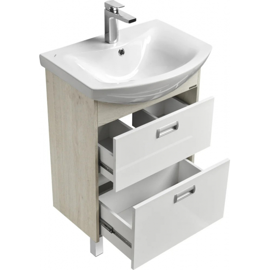 Тумба с раковиной АКВАТОН Бекка PRO 60 белая, дуб сомерсет