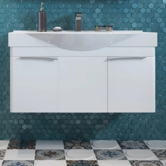 Тумба с раковиной АКВАТОН Беверли 100 подвесная, белая