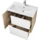 Тумба с раковиной АКВАТОН Бостон 75 дуб эврика, белая глянцевая, раковина Элина 75