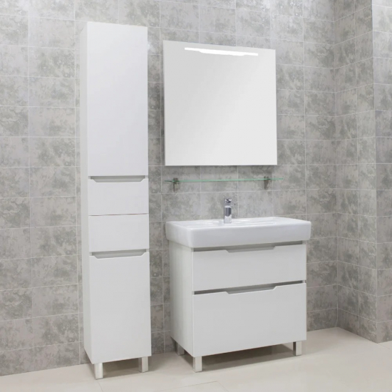 Тумба с раковиной АКВАТОН Дакота 80 белый/выбеленное дерево