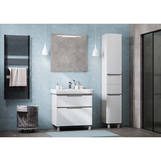 Тумба с раковиной АКВАТОН Дакота 80 белый/выбеленное дерево