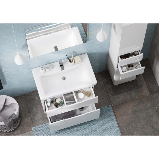 Тумба с раковиной АКВАТОН Дакота 80 белый/выбеленное дерево