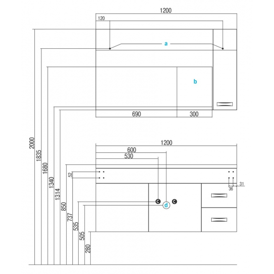 Тумба с раковиной АКВАТОН Диор 120 белая