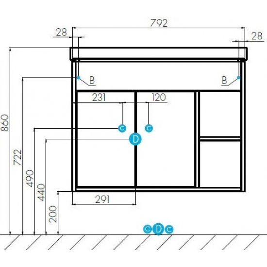 Тумба с раковиной АКВАТОН Флай 80 дуб крафт