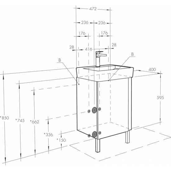 Тумба с раковиной АКВАТОН Кантри 50 белый/дуб верона