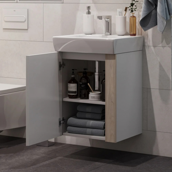 Тумба с раковиной АКВАТОН Кантри 50 белый/дуб верона
