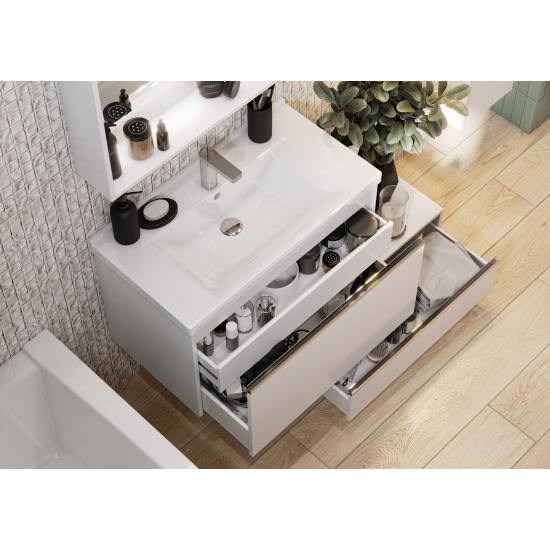 Тумба с раковиной АКВАТОН Капри 80 подвесная, белая